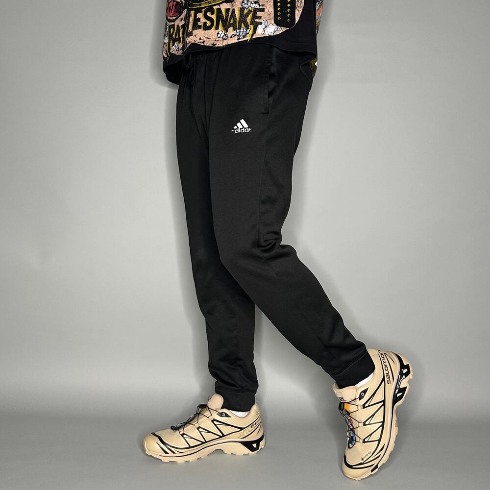Vintage Y2K Adidas Sweatpants Mens M Slim Fit Black White Logo Polyester Joggers